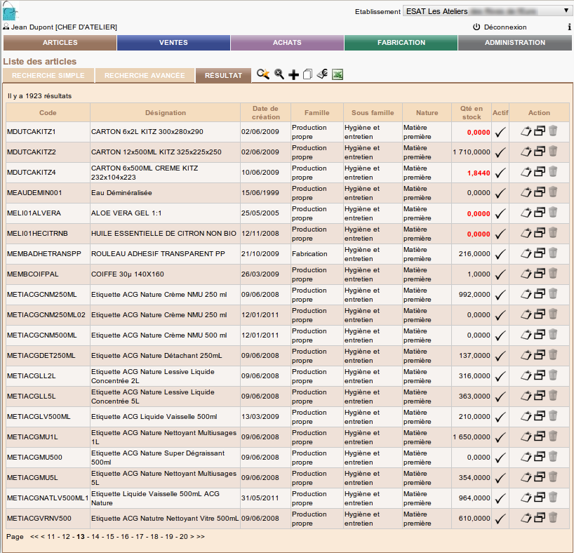 Liste d'articles